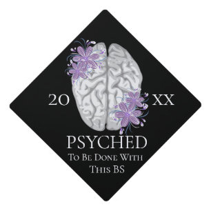 Toque De Diplômé Cerveau aux fleurs violettes Topper de capuchon de