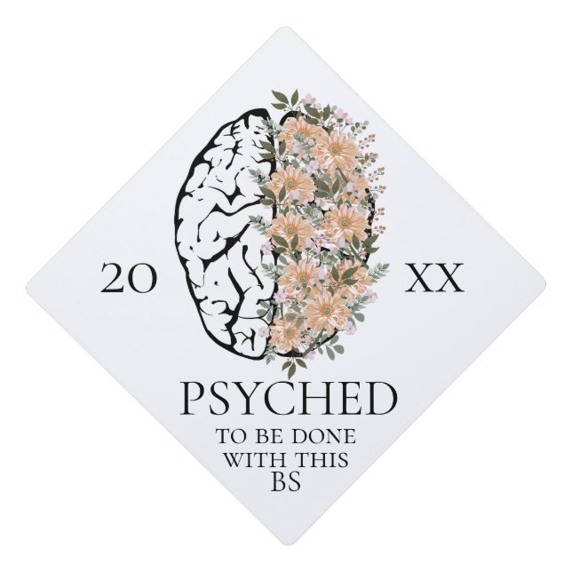 Toque De Diplômé Cerveau Psyché Avec Fleurs Graduation Cap Topper (Devant)