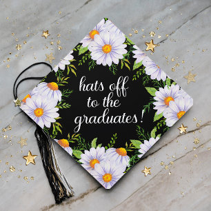 Toque De Diplômé Chapeaux aux diplômés Fleurs de marguerites blanch