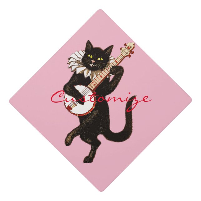 Toque De Diplômé Chat jouant le banjo Thunder_Cove (Devant)