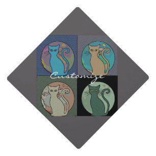 Toque De Diplômé Chatte Multi Chats Assis Thunder_Cove