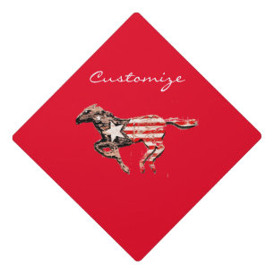 Toque De Diplômé Cheval du drapeau américain qui court Thunder_Cov