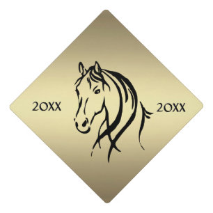 Toque De Diplômé Cheval noir Cheval d'or