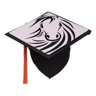 Toque De Diplômé Cheval noir sur rose