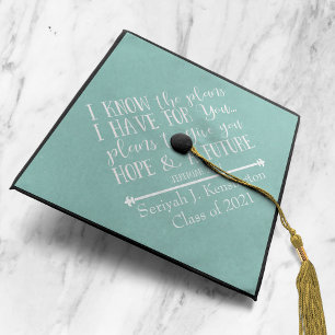 Toque De Diplômé Christian Bible Verse Turquoise Aqua Graduation