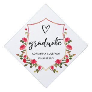 Toque De Diplômé Cimier Rose moderne Script Gradué mignon coeur