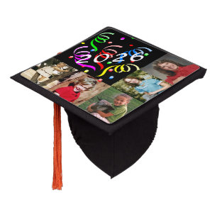 Toque De Diplômé Cinq photos avec des confettis colorés et l'année