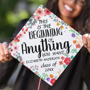 Toque De Diplômé Citation Florale Inspirationnelle Personnalisée