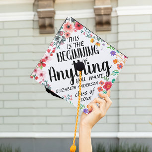 Toque De Diplômé Citation Florale Inspirationnelle Personnalisée