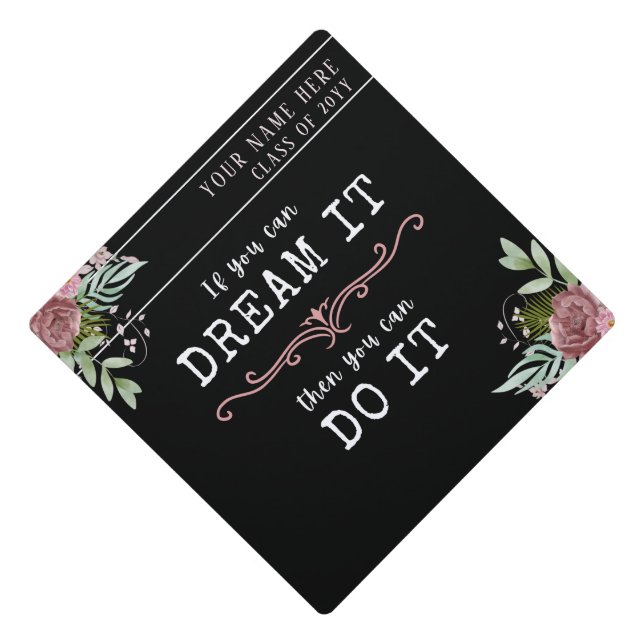 Toque De Diplômé Citation inspirante "Si vous pouvez le rêver" élég (Devant)