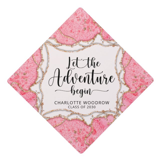 Toque De Diplômé Citation Parties scintillant or rose - Topper (Devant)