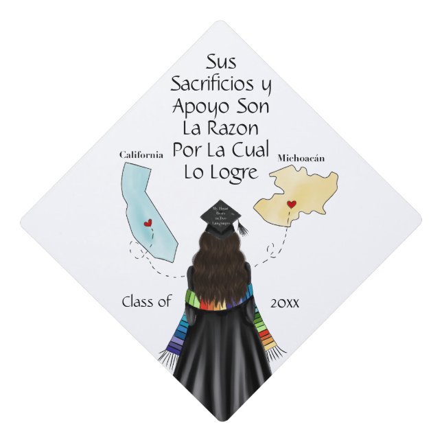 Toque De Diplômé Citation personnalisée Latina avec deux États (Devant)