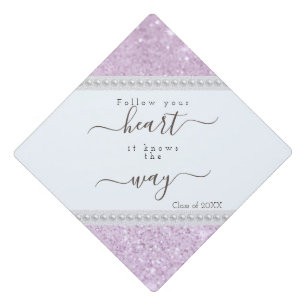 Toque De Diplômé Citation positive de la Glitterie rose de Fille An