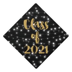 Toque De Diplômé Classe 2021 avec String Lights and Parties scintil
