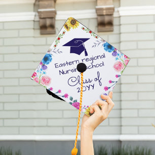 Toque De Diplômé Classe d'aquarelle personnalisée Elegant Magnolias