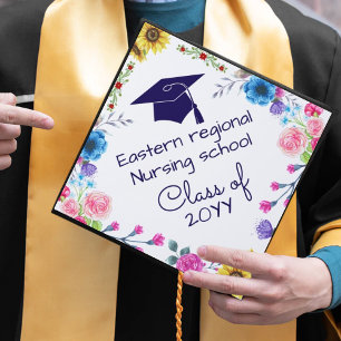 Toque De Diplômé Classe d'aquarelle personnalisée Elegant Magnolias