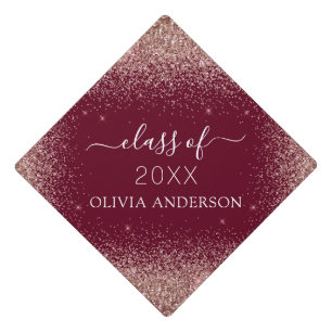 Toque De Diplômé Classe de 2022 Rose Gold Pink Parties scintillant