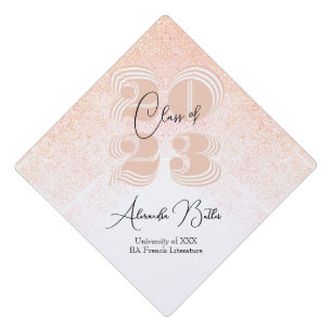 Toque De Diplômé Classe de 2023 Dusty Peach Confetti Tassel