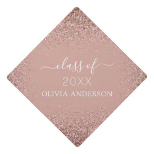 Toque De Diplômé Classe de 2023 Rose Gold Pink Parties scintillant 
