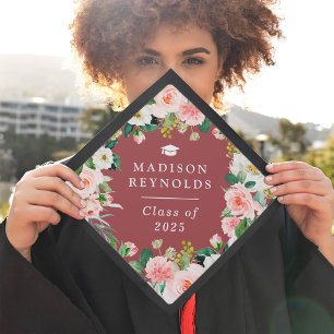 Toque De Diplômé Classe de 2024 Rose de cannelle Blush Botanical Fl