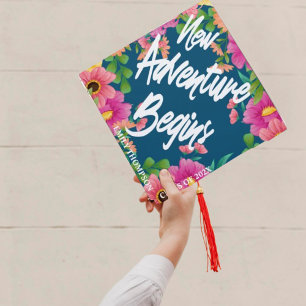 Toque De Diplômé Classe De 2025 Jolie Aventure Florale Commence