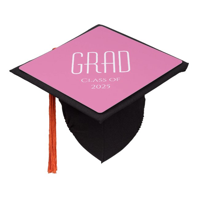 Toque De Diplômé Classe de 2025 Simple Pink Graduation (Incliné)