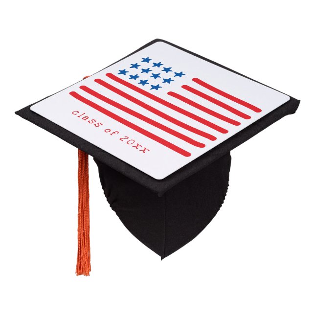 Toque De Diplômé Classe de ... | American Flag Graduation (Incliné)