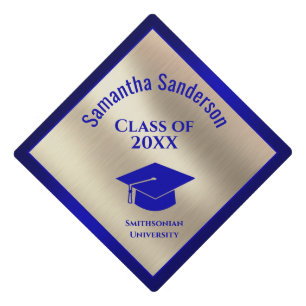 Toque De Diplômé Classe de Bleu Metallic Gold Graduation Cap 2021 