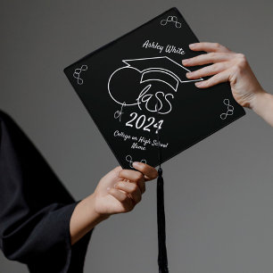 Toque De Diplômé Classe de...Chic White Outline Design & Typography
