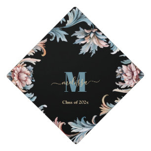 Toque De Diplômé Classe de Monogramme Floral Vintage élégant de 202