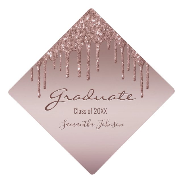 Toque De Diplômé Classe de Parties scintillant rose fille de 2024 B (Devant)