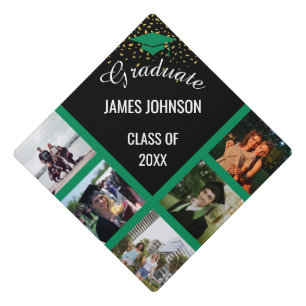 Toque De Diplômé Classe De Photo De Graduation Vert Et Or De 2025
