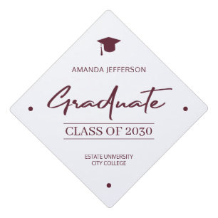 Toque De Diplômé Classe d'études année école élégant script chic g