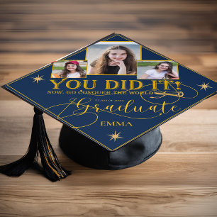 Toque De Diplômé Classe D'Or Bleu Marine De 2025 Vous L'Avez Fait C