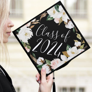 Toque De Diplômé Classe Elegant Watercolor Magnolias de 2024