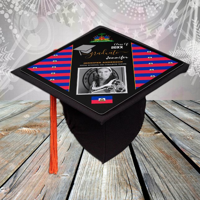 Toque De Diplômé Classe élégante de 20XX, Photo & Drapeau haïtien (Créateur téléchargé)