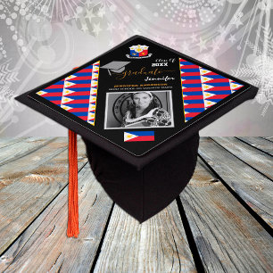 Toque De Diplômé Classe élégante de 20XX, Photo & drapeau philippin