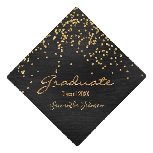Toque De Diplômé Classe Fille Noire de 2022 Confetti Sparkle (Devant)