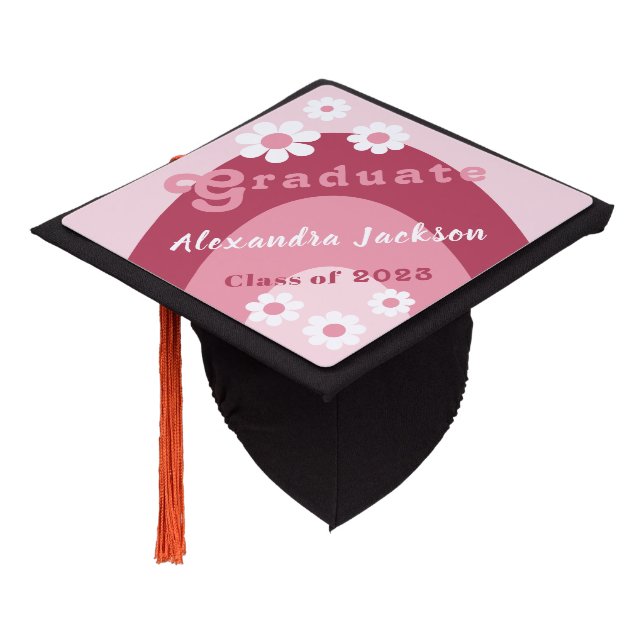 Toque De Diplômé Classe Florale Rétro de 2023 (Incliné)