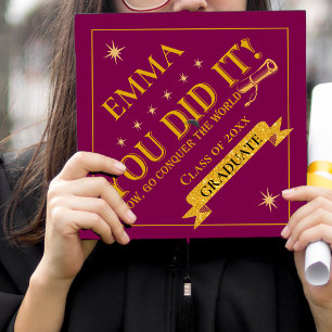 Toque De Diplômé Classe Parties scintillant Or Rouge De 2025 Vous L