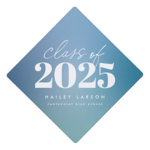 Toque De Diplômé Classe tendance de Calligraphie Blue Gradient 2024