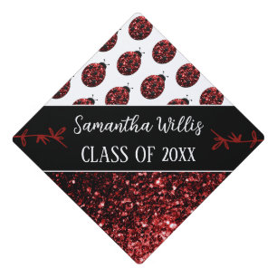 Toque De Diplômé Coccinelle faux paillettes scintillement Nom perso
