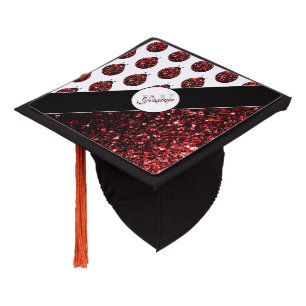 Toque De Diplômé Coccinelle rouge foncé fausses paillettes étincell