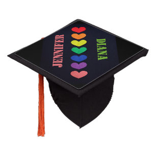Toque De Diplômé Coeurs couleur arc-en-ciel LGBTQ