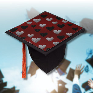 Toque De Diplômé Cœurs Pailletés Argent Valentin sur Bourgogne