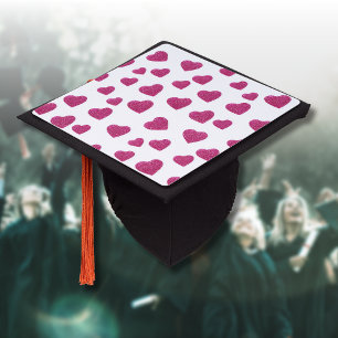 Toque De Diplômé Cœurs scintillants roses tendance pour la Saint-Va