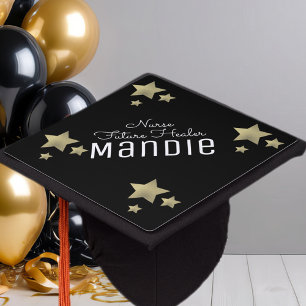 Toque De Diplômé Coin Faux Or Étoiles Coin Infirmière Guérisseuse