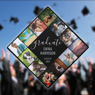 Toque De Diplômé Collage de photos personnalisé Nom de l'étudiant A