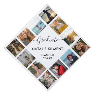 Toque De Diplômé Collage de photos pour diplômés Noir et Blanc Nom