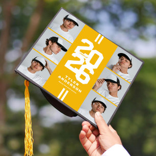 Toque De Diplômé Collage photo de grade d'athlète jaune